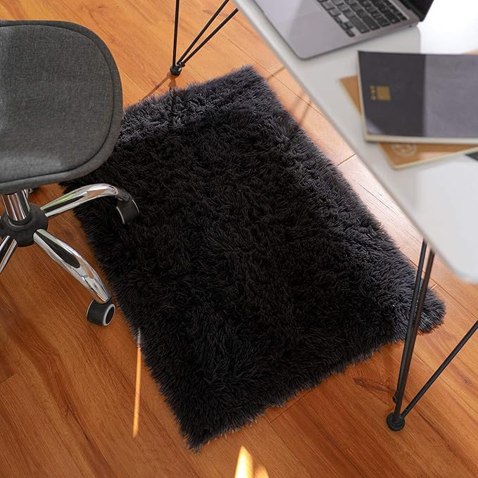 Ophanie Small Black Entryway Throw Rugs for Bedroom, 2x3 Mini Area Rug, Affordable Non Slip Fluffy Carpet, Fuzzy Soft Living Room Rugs, Home Decor Aesthetic, Nursery