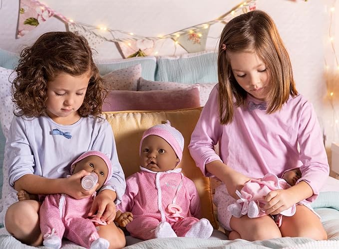 JC Toys La Baby Hispanic 20-inch Small Soft Body Baby Doll La Baby | Washable |Removable Pink and White w/Hat, Pacifier & Magic Bottle | for Children 12 Months +