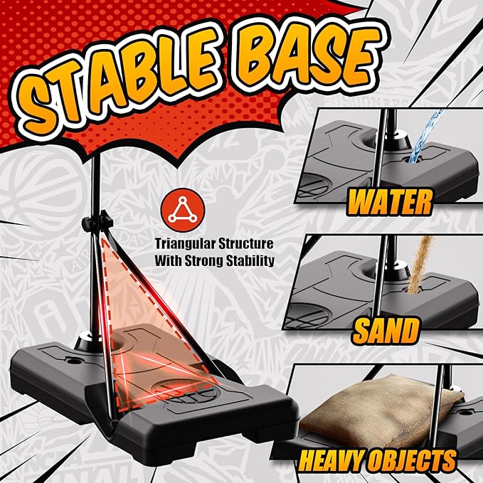 Kids Basketball Hoop Indoor Outdoor,Adjustable Height 2.9ft-5.9ft Toddler Basketball Hoop with LED Light & Scoreboard,Goal Toy for Boys Girls Age 3 4 5 6 7 8 Backyard Sports Game Gifts (Black)