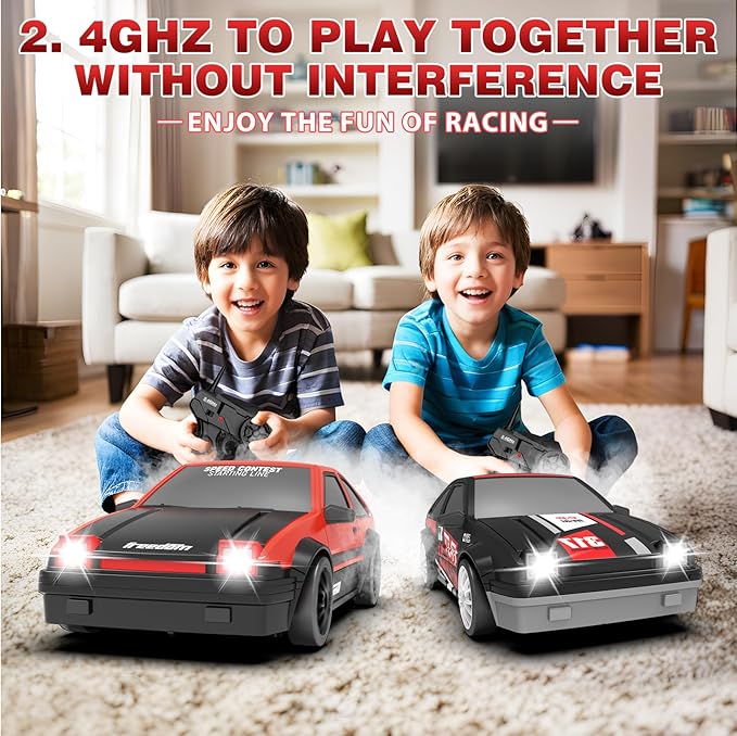RC Drift Car, Mini RC Drift Car for Adults 1:24 Remote Control High Speed Race Drifting Cars, 2.4GHz 4WD Racing Hobby Toy Car with Headlight for Boys and Girls and Adults (Red)