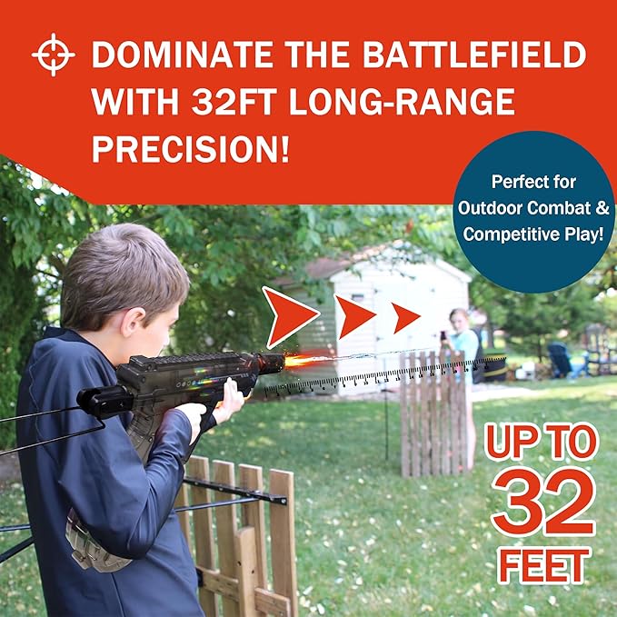 Powerful Electric Water Gun, Automatic & Manual Squirt Gun with LED Light, Rechargeable Battery Powered Water Blaster 28-32 Ft Range, Large Capacity Tank for Outdoor Pool Beach Battle Play