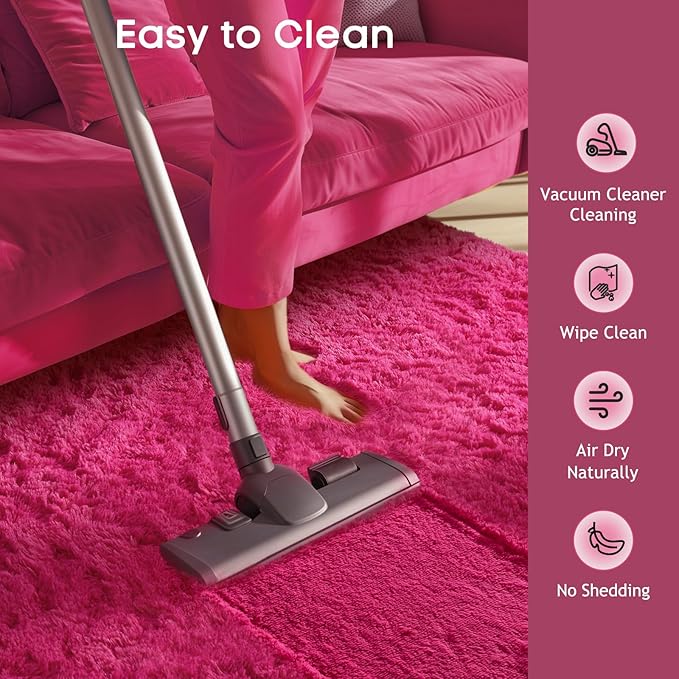 Ophanie Hot Pink Rugs for Bedroom Living Room, Fluffy Fuzzy Furry Carpet, Plush Soft Shaggy Bedside Indoor Floor 4x6 Area Rug for Kids Girls Boys Baby Teen Dorm Nursery Home Decor Aesthetic