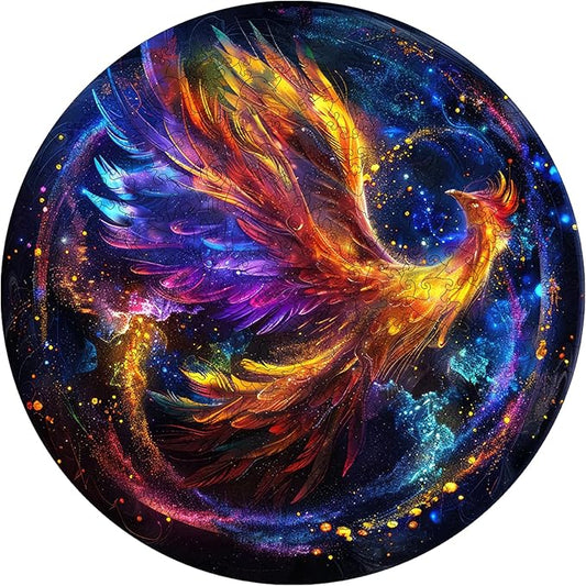 Wooden Puzzles for Adults, Phoenix Puzzle Color Challenge Jigsaw Puzzles 300 Piece, (Royal,16.7in) Thickened Unique Shapes Family Reunion Puzzle, Best Gift for Adults and Kids, Family Game