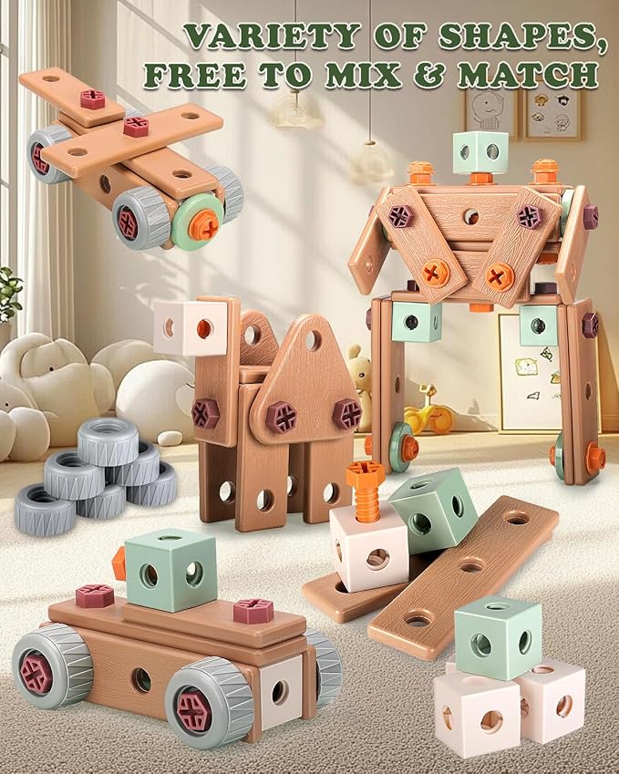 Kids Tool Set Real, Toddlers Tools Boxes Sets, Magic Montessori Play Toolbox with Electric Drill, Power and Screwdriver Build Construction Kits Working Creative Design Toys