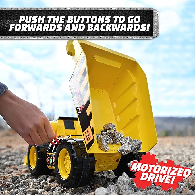 Maxx Action 19'’ 2-N-1 Motorized Dig Rig – Excavator and Dump Truck Toy with Joystick Control for Toddlers | Gift for Kids 3+ | Lights, Sounds & Interactive Construction Vehicle, Batteries Included