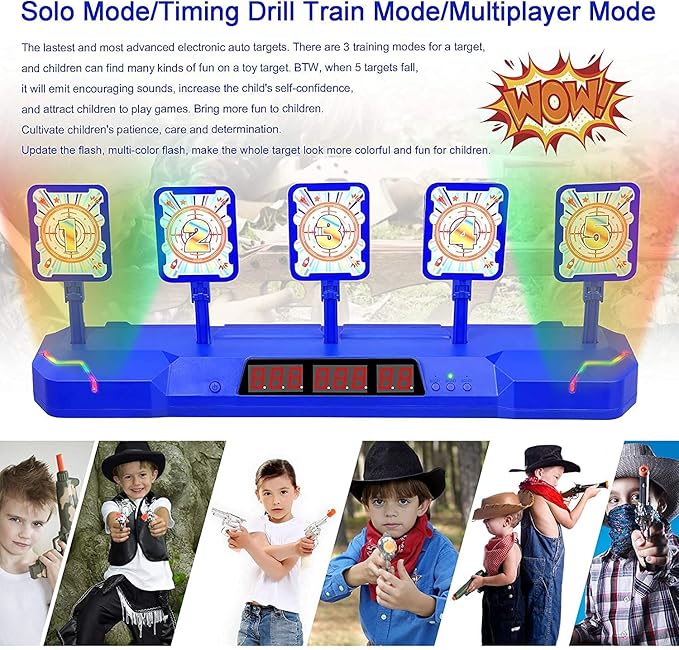 Target for Nerf Gun Practice, Plus Electric Digital Shooting Targets w/Blaster Scoring Auto Reset Target for Nerf Ideal Gift Toy for Kids, Teens, Boys and Girls Aged 5-12