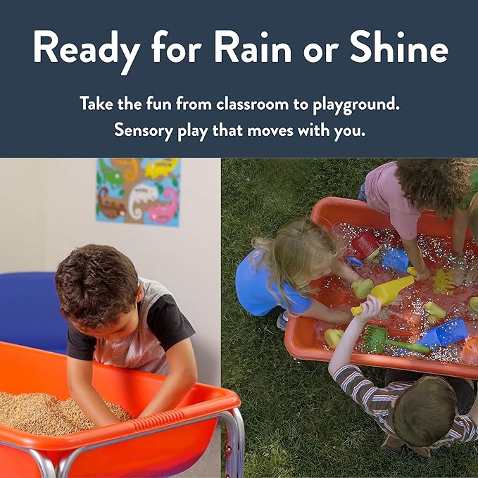 Children's Factory, 1133-18, Large Sensory Table, 18”H, Red, Kids Preschool or Playroom Sand and Water Table, Indoor and Outdoor Playground Equipment