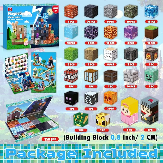 Magnetic Blocks - 150 PCS Build Dark Hell Forest Castle - Magnetic Toys for Montessori Toddler Christmas Birthday Gifts - STEM Sensory Toys for 3 4 5 6 7 8 9 10 Year Old Boys & Girls
