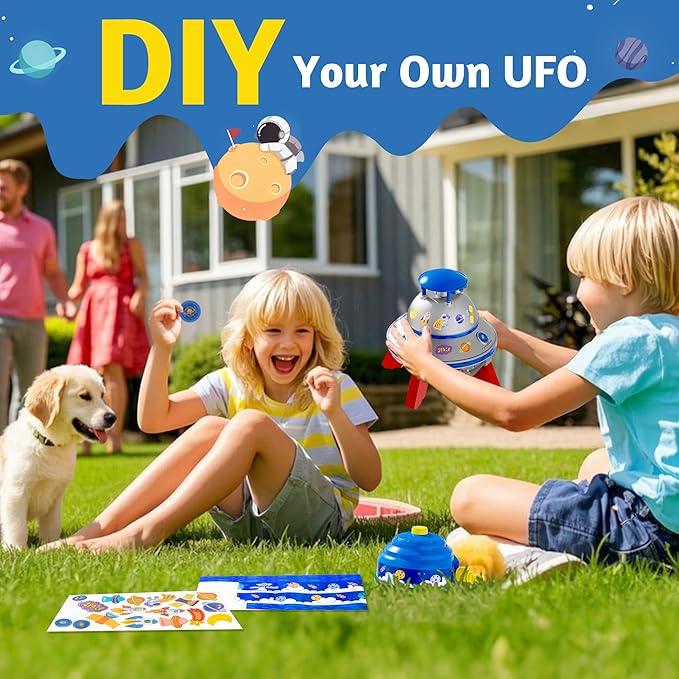COCASES Water Sprinkler for Kids, UFO Water Rocket with Light for Kid, Outdoor Summer Kids Sprinkler Water Toy Play for Yard Backyard Pool Lawn Garden Birthday Gift for Boys Girls Ages 3-12 Year Old