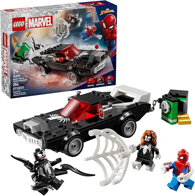 LEGO Marvel Spider-Man vs. Venom Muscle Car Toy - Building Set for Kids, Boys and Girls, Ages 7+ - with Spider-Man, Venom, and Spider-Woman Minifigures - Superhero Gift Idea for Birthday - 76309