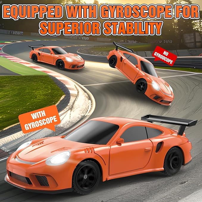 RC Drift Car, 1/43 Mini RC Drift Car with Gyroscope, 2.4GHz Full Proportional Remote Control Cars, 4WD High Speed Racing with Lights, Racing Tires, Model Cars Gift for Adults, Kids, Boys, Girls