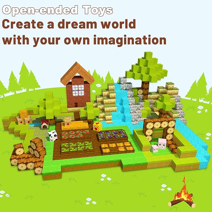 PLANEKO Magnetic Blocks Building Toys 1" Magnet Blocks Farm Magnetic Toys for Kids 4-8 STEM Sensory Montessori Toys for Toddlers Boys Girls Ages 3 4 5 6 7 8 9