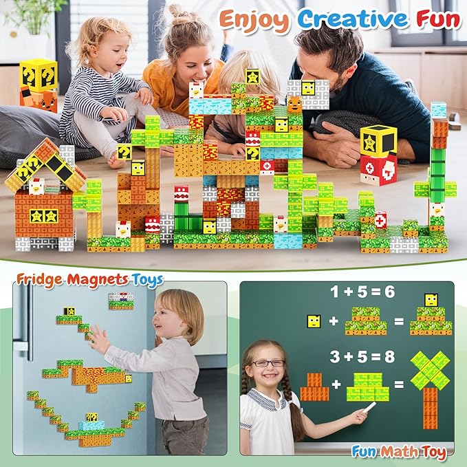 100PCS Magnetic Blocks - Building Cube Game Toys for Kids Ages 3-5 4-8 8-12, STEM Sensory Toys for Boys & Girls 3+, Stacking Toy Gifts for Toddlers Christmas Birthday, Educational Construction Toys