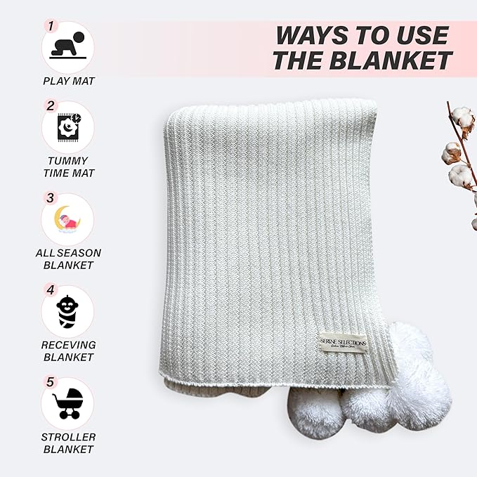 Knitted Newborn Gift Set – 100% Organic Cotton Baby Girl Outfit & Blanket – Soft Coming Home Set (0-3M, 3-6M) – Cozy Infant Set for Daily Wear & Photoshoot – Ropa para Bebé Recién Nacido