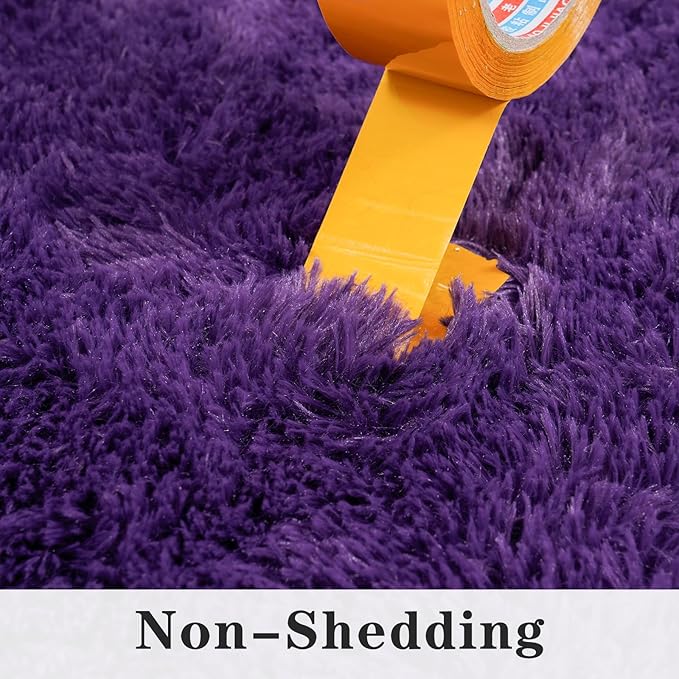 Super Fluffy Rug for Bedroom, 4x6 Feet, Modern Shag Purple Area Rugs, Soft and Cozy Plush Carpet for Kids,Girls Boys and Teens Decorations for Living Room Dorm Nursery Classroom, Purple