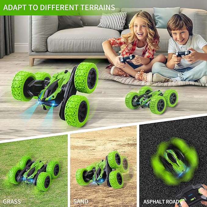 Remote Control Car-RC Cars Toys for Ages 5-7, 4WD RC Stunt Cars RC Car Kids Toys for Ages 8-13, Double Sided 360°Rotating Toys for Girls RC Truck Toy Cars for Boys