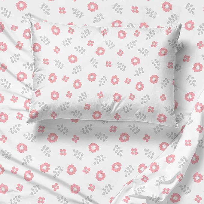 Saturday Park Cutout Floral Full Sheet Set - 4 Piece 100% Organic Cotton Sheets - GOTS & Oeko-TEX Certified