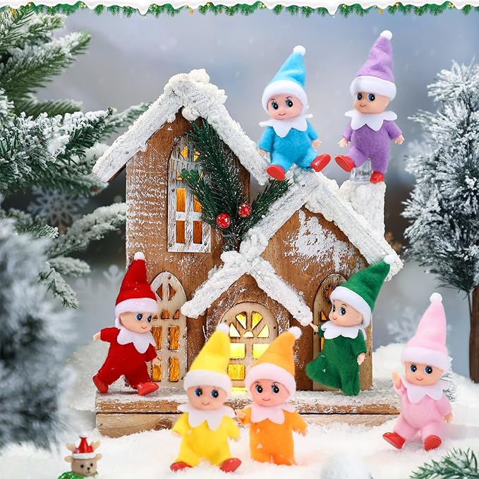 Cunno 20 Pcs Christmas Dolls Christmas Miniature Dolls with Clothes Plush Stuffed Stockings for Boy Girl Christmas Advent Calendar Decorations Accessories(Multicolor)