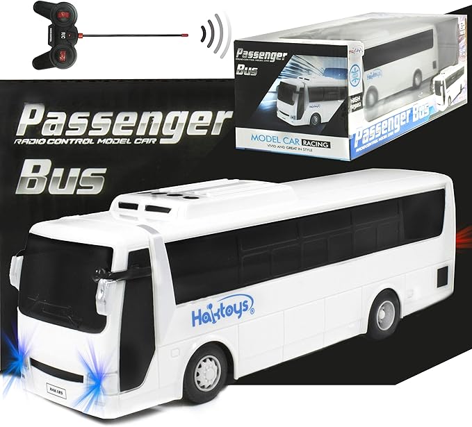 Haktoys RC Remote Control Bus Radio Control High Speed Toy Vehicle Series with Headlights and Taillights | Great Present for Kids, Boys & Girls