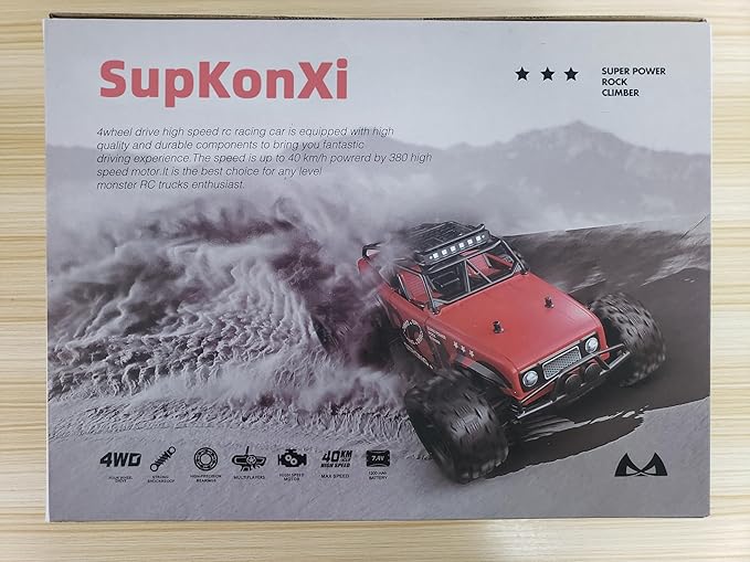 RC Car Remote Control Truck, 1:18 Scale 4WD Off Road RC Truck, 40km/h Remote Control Cars, 2.4Ghz RC Vehicle Rock Crawler with 2 Batteries-60 min Playtime, for Boys Kids Girls Teens - Red
