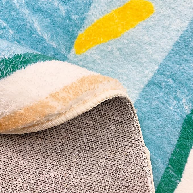 Kids Carpet Rug 5.2Ft Round Donut Bedroom Rug Circle Large Play Mat Playroom Area Rug for Boys Girls Nursery Classsroom Living Room Decor, Washable, Nonslip, Blue