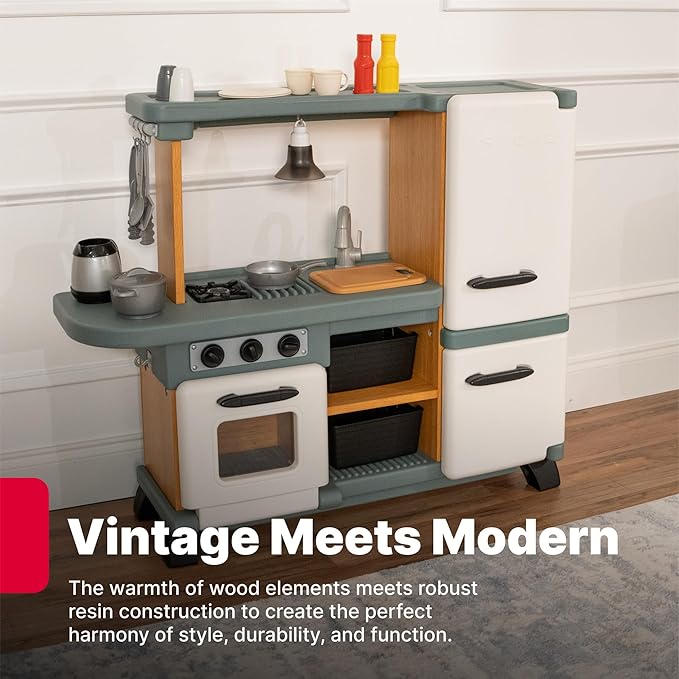 Step2 Harmony Kids Kitchen Playset, Indoor Kitchenette, Interactive Play with Lights and Sounds, Made of Durable Plastic, Includes 25 Piece Toy Accessories, for Toddlers 2+ Years Old