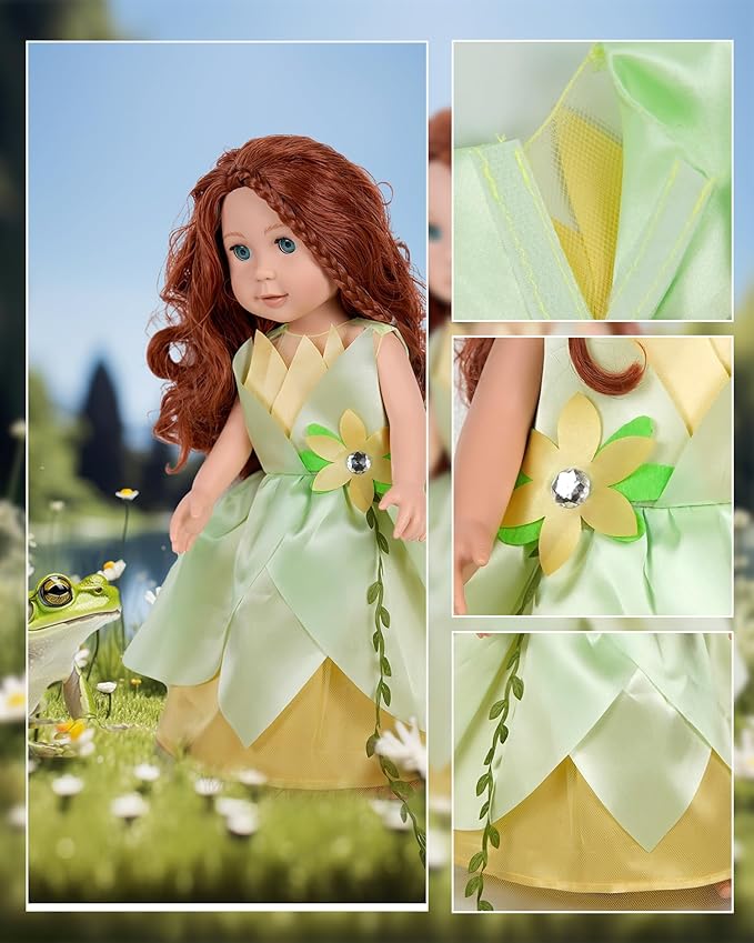 18 inch Doll Clothes Accessories, 6pcs Princess Costume Set with Crown Fits for 18 inch Girl Dolls