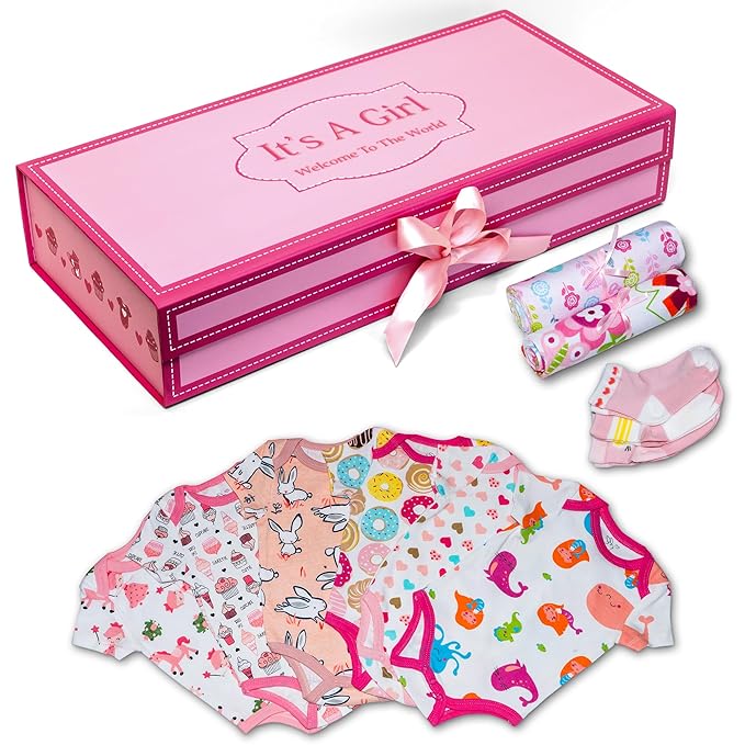 Unique Cupcake Baby Girl Gift Set | Baby Girl Newborn Essentials | Baby Clothes for Girls | Newborn Girl Outfits for Expecting Moms and New Parents | Baby Layette Set - Pink | Nikki's Gift Baskets