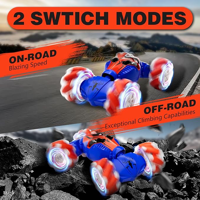 Remote Control Car for Boys 8-12, 4WD Gesture Sensing RC Stunt Car 2.4Ghz with Lights Music Sprayer RC Cars for Boys Age 4-7 8-12 Hand-Controlled Cars Toys Birthday Gifts for Kids Girls Blue