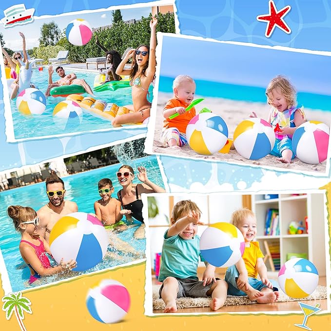 Zhanmai 60 Pack 12 Inch Inflatable Beach Balls Bulk for Party Favors for Boys and Girls Pool Beach Ball Water Game Toys Birthday Decorations(Cute Color)