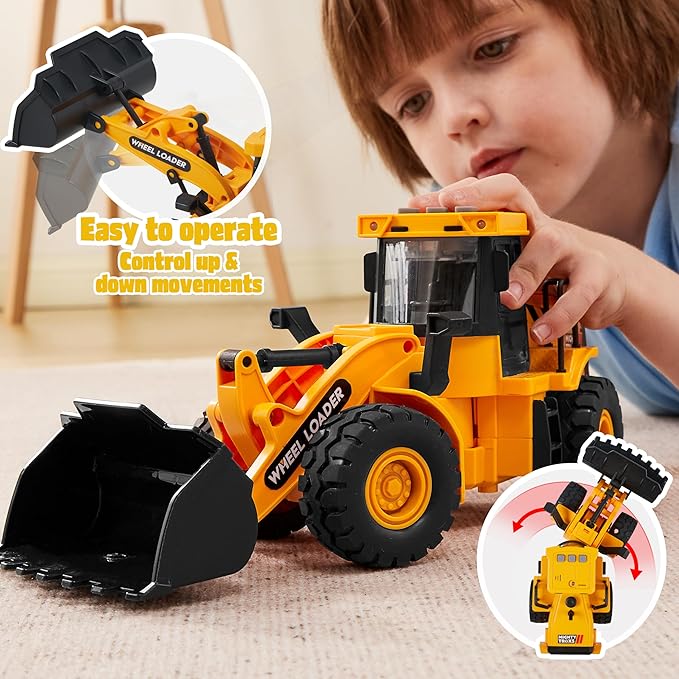 JOYIN 3 Pack Construction Toy - Excavator, Dump Truck and Loader, Moveable Claw & Lifting Back, Construction Truck Toy, Christmas Borthday Gift for Toddler Boys Kids