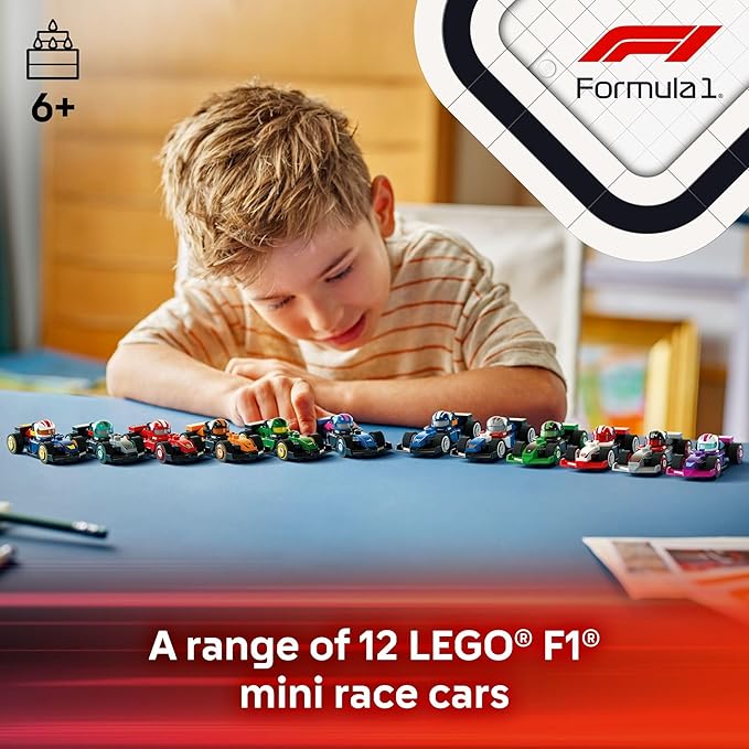 LEGO F1 Collectible Race Cars 6 Pack - Building Set for Boys and Girls, Ages 6+ - Birthday Gift Idea for Racing Fans - Mystery Box with 6 Surprise F1 Model Cars - Great Travel Toy - 66796