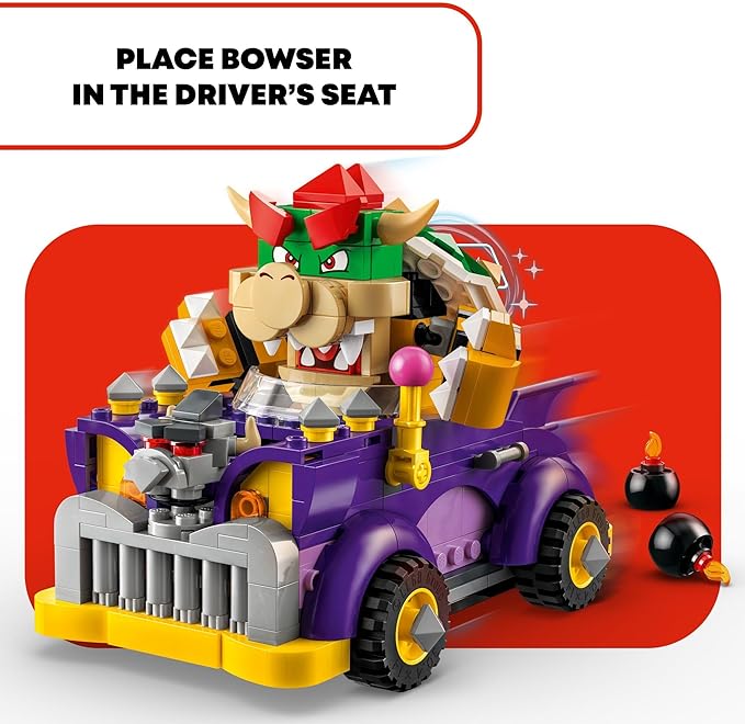 LEGO Super Mario Bowser’s Muscle Car Expansion Set, Collectible Bowser Toy for Kids, Gift for Boys, Girls and Gamers Ages 8 and Up, 71431