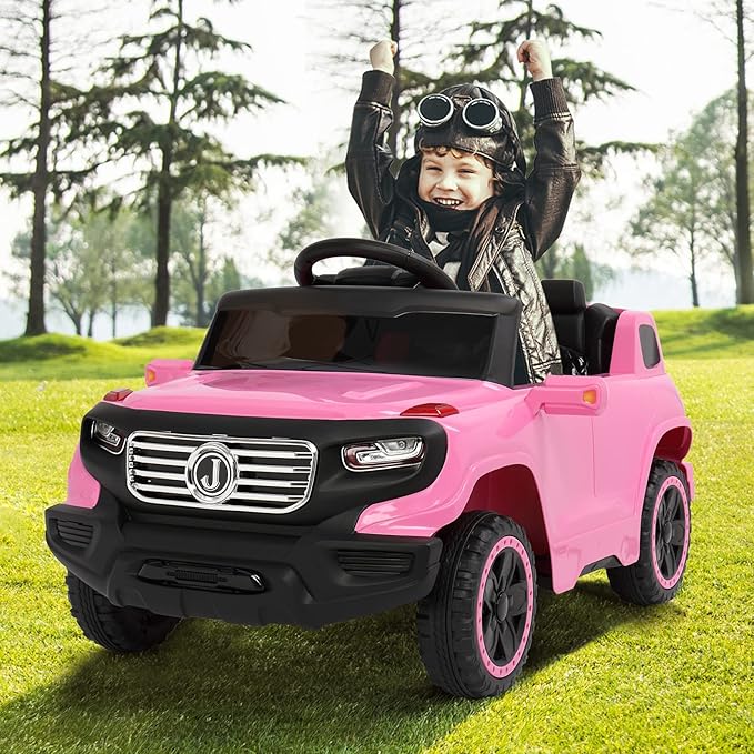 VALUE BOX Electric Remote Control Truck, Kids Toddler Ride On Cars 6V Battery Motorized Vehicles Children's Best Toy Car Safe with 3 Speeds, Music, seat Belts, LED Lights and Realistic Horns (Pink)…