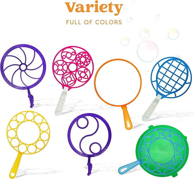 JOYIN Big Bubble Wands Set Bulk for Kids Summer Outdoor Activity Party Favors, 18 Pcs Giant Bubble Maker with Tray, 12" Large, 6 Pcs Solution Suitable for All Age People