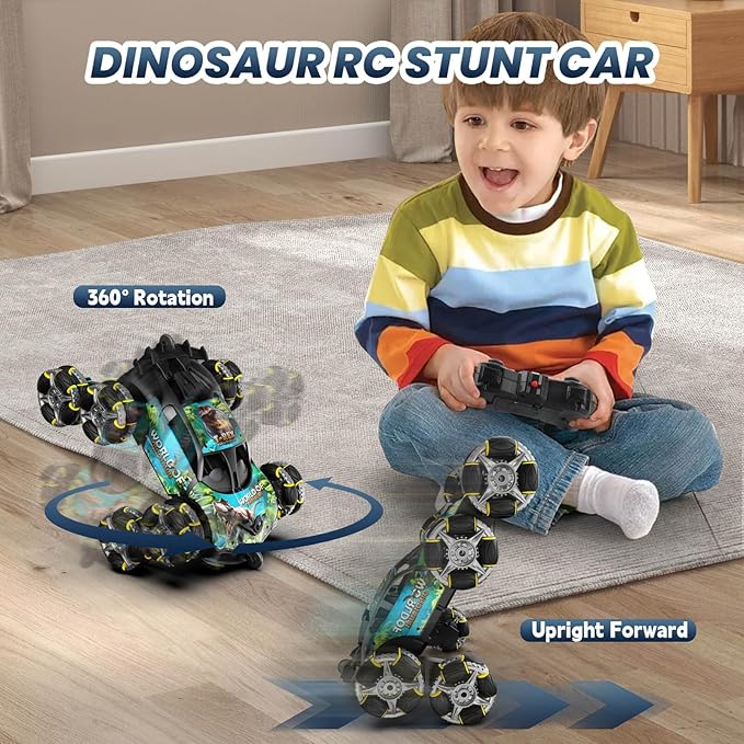 8WD Gesture Sensing RC Stunt Car, Hand Controlled Climbing Drift Dinosaur Remote Control Car, Kids Cool Toys for Ages 6 7 8-13 Boys, Christmas Birthday Gifts Ideas for 9 10 11 12 Year Old Boys