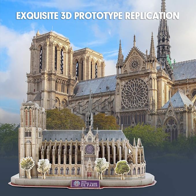 CubicFun 3D Puzzles for Kids Ages 8-10 - Notre Dame de Paris Gifts for 10 Year Old Girl Boy - Art STEM Projects for Kids Ages 8-12 - Classroom Desk Decorations, 128 Pieces