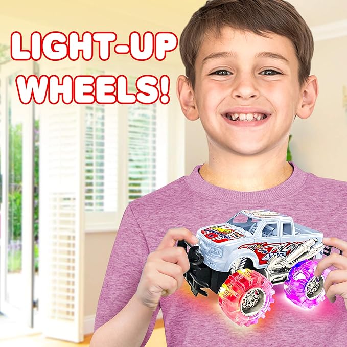 ArtCreativity Light Up Monster Trucks - 6 Inch Toy Cars for 2 Year Old Boys,- Push n Go Car Toys for Boys 3-5 Years Old,- Light Up Toys for Kids, Best Gift for Kids Age 3-6 Years Old & Up