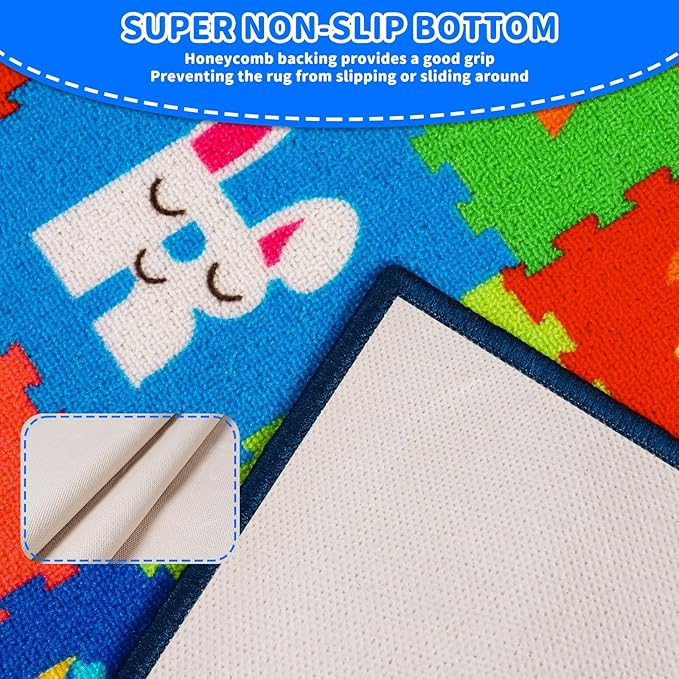 Classroom Rugs, Preschool Rugs for Elementary, School Learning Seat Area Rug, Non-Slip Educational Classroom Carpet, Washable Kids Mat for Playroom Nursery (Style 8, 13'x 7'5")