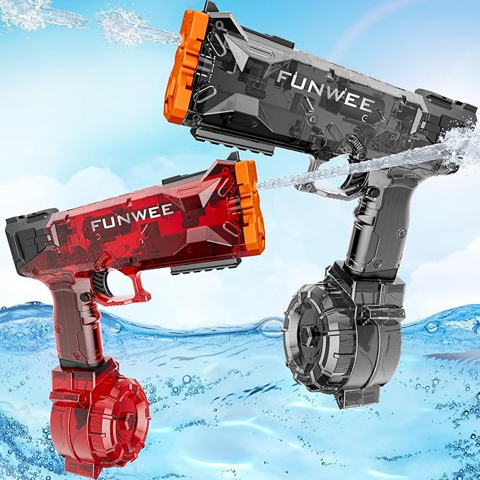 2 Pack Electric Water Guns for Adults Kids, Most Powered Full Automatic Water Squirt, High Capacity Long Range Classic Fully Strongest Water Blaster, Outdoor Swimming Pool Gift Toy