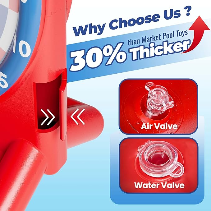 iPlay, iLearn Pool Wave Kids Fun Pool Toys, Inflatable Dart Board Water Games, Swimming Pool Floats, Beach Yard Outdoor Play, Cool Summer Party Gift for 6 7 8 9 10 12 Year Old Boy Girl Teen Adult-Red