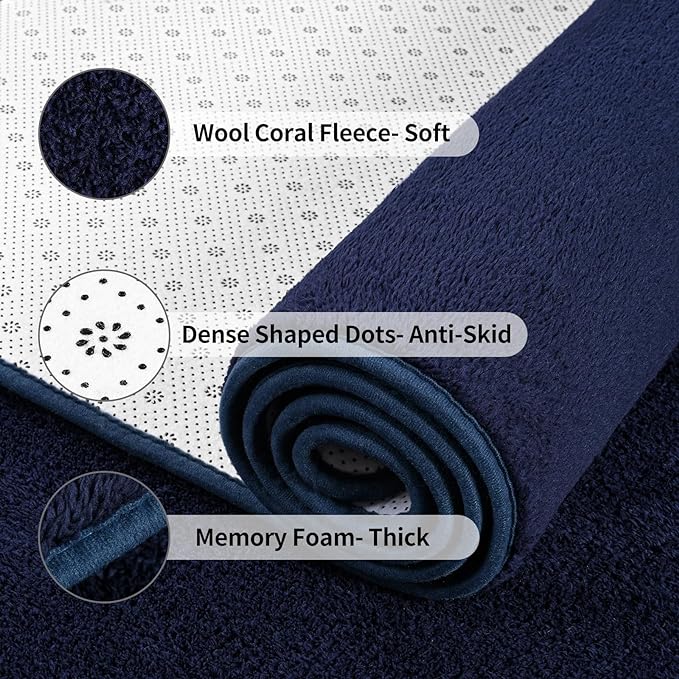 FlyDOIT Area Rugs for Bedroom Living Room, 6x9 Navy Blue Super Soft Comfy Thickened Memory-Foam Indoor Carpets, Modern Aesthetic Minimalist Carpet for Boys Girls Adults Apartment Nursery Home Décor