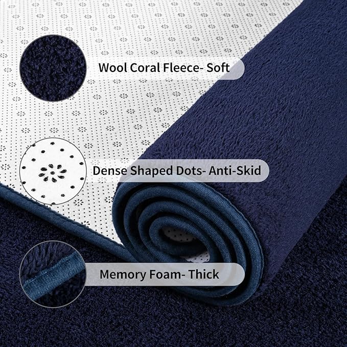 FlyDOIT Area Rugs for Bedroom Living Room, 5x8 Navy Blue Super Soft Comfy Thickened Memory-Foam Indoor Carpets, Modern Aesthetic Minimalist Carpet for Boys Girls Adults Apartment Nursery Home Décor