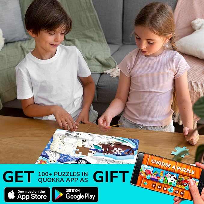 QUOKKA Puzzles for Kids Ages 4-6 - Set of 4x60 Jigsaw Puzzles for Toddlers 3-5 - Polar, Birds, Animals Toys for Children 6-8 yo - Gift Educational Game for Boys & Girls