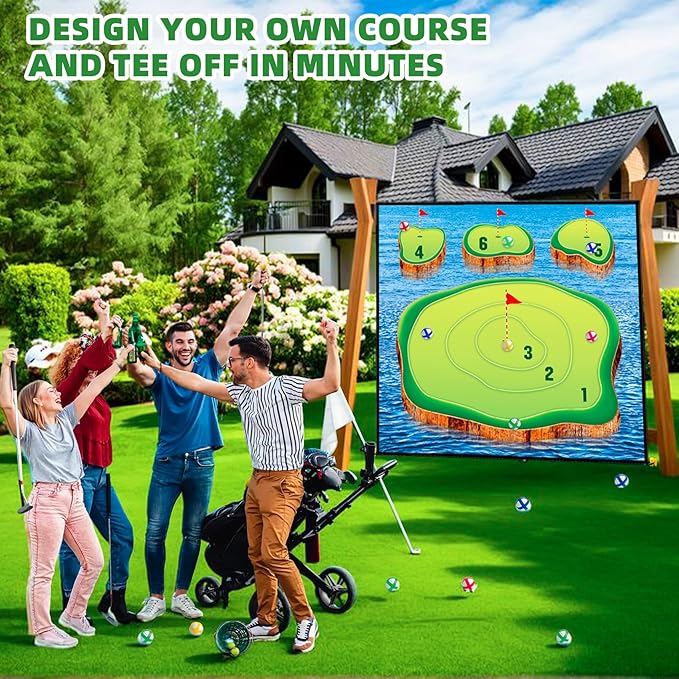 Golf Chipping Game Mat Set,Sticky Pro, 70‘’x70'' for Indoor Outdoor for Adults,Battle Royale,Golf for Adults Family Kids Backyard Yard Party （with Club）