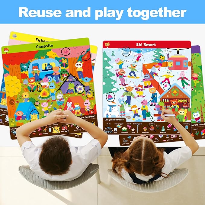 Search and Find Books for Kids, Reusable Art and Craft Supplies for Toddlers - Preschool Learning Activity, Gifts for Girls & Boys, Educational Game Learning Toys for 3, 4, 5, 6 Year Old