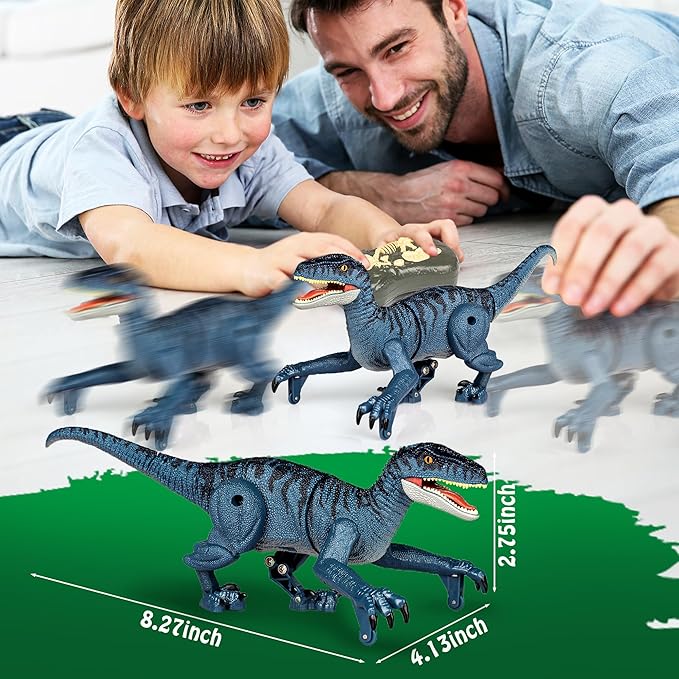 Hot Bee Dinosaur Toys for Kids 3-5-7, Remote Control Dinosaur Toys for 3 4 5 6 7 8 Year Old Boys, Electronic Walking Robot Dinosaur Toy with Light & Realistic Roaring Sound