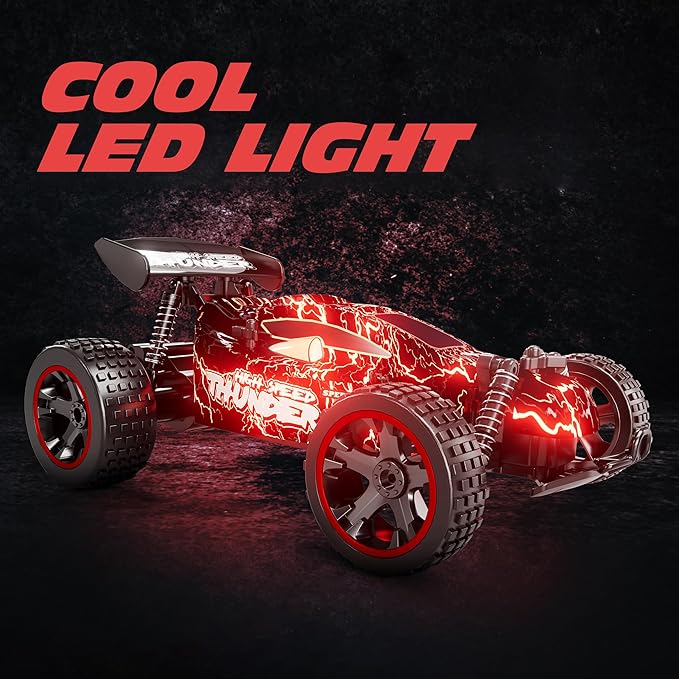 Tecnock RC Cars Remote Control Car for Boys and Girls, 1:18 Scale RC Car with LED Lights, 2.4GHz 2WD All-Terrain RC Truck, Rechargeable Battery for 50-Min Play, Gifts for Kids