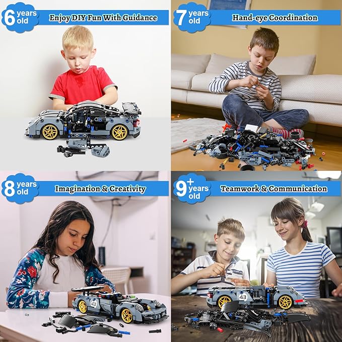 STEM Remote Control Car Building Kit Toys for Kids Age 8-12 with 2in1 STEM Robots Building Set Remote & APP Controlled Car/Robot, RC Car Toy Set for Boys Girls 466 Pcs (Black)