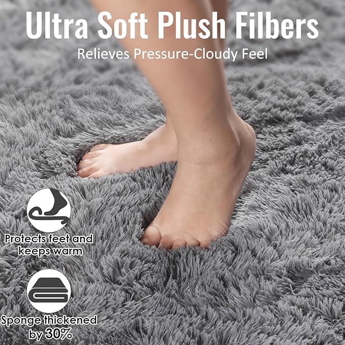 PAGISOFE Super Soft Runner Rugs for Hallway 2x6 Ft,Grey Fluffy Rug Home Decor Aesthetic, Fuzzy Plush Long Bedside Rugs for Room Decor Indoor Fluffy Shaggy Furry Throw Rug for Teen Dorm Nursery